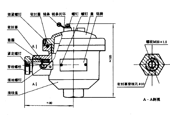 裝配式熱電偶隔爆型、本安型接線盒圖片及尺寸