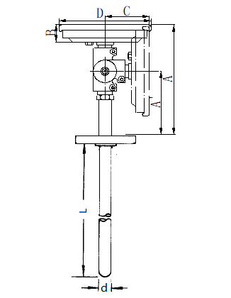 WSS-384固定法蘭萬(wàn)向雙金屬溫度計(jì)安裝圖片